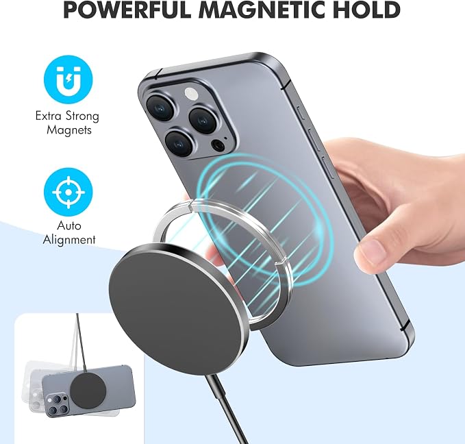 2-Pack 15W Magnetic Wireless Charger: Qi2 Fast Charging Pad for iPhone Air 17 16 15 14 13 12 Pro Max, Samsung Galaxy S26 S25, Google Pixel 10, AirPods-Slim Portable for Desk Bedside Travel-Black