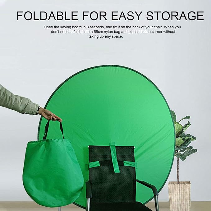 1 PC Green Screen Background, Nylon Background Screen Portable Foldable Backdrop for Live Streaming, Chair Photo Studio Solid (Green, 75cm，only Screen,NO Stand)