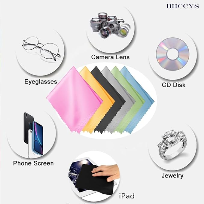 Glasses Cleaning Cloths(12 pcs),Premium Eyeglass Cleaner Cloth, Lens Wipes Cloth for Cleaning Eyeglasses, Cell Phones, Screens, Lenses, Electronics and All Delicate Surface