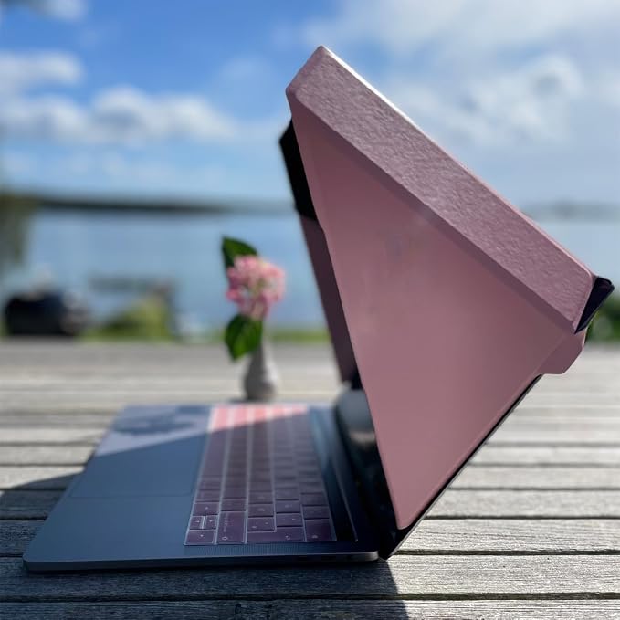 4-in-1 Laptop Screen Shade – Original Slim Hood – Sun, Privacy, Heat & Contrast Protection, Lightweight & Travel-Friendly, Fits 12–14” MacBook & PC, Patented, Pink