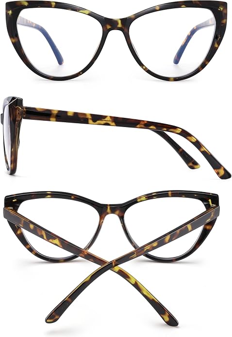 TEAPLMTT 2 Pack Cat Eye Blue Light Blocking Glasses for Women Trendy TR90 Frame Anti Blue Ray Eyesatrain Computer Eyeglasses