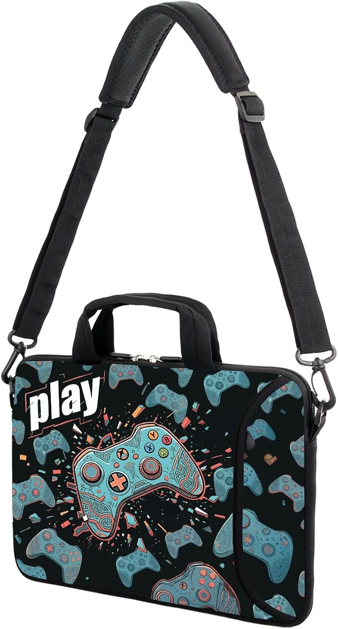 AMARY 17" Laptop Shoulder Bag Carrying Case Adjustable shoulder straps, comfortable handle, front pocket for storing mouse (Game-1)