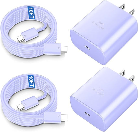 USB C Charger Block, 45W Super Fast Charger with 10FT Cable for Samsung Galaxy S26 S25 S24 S23 Ultra/S26 S25 S24 S23 S22 S21 S20/Note 10/20, PPS Android Phone Charger-Purple