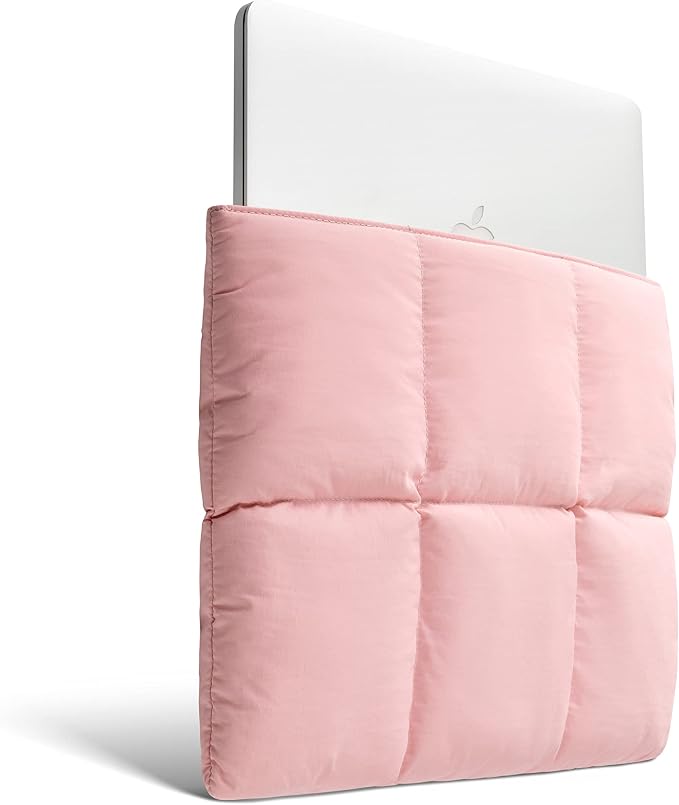 Comfyable Puffy Laptop Sleeve 13 Inch 14 Inch, Quilted Puffer Laptop Carrying Case for Women, Pillow Case Compatible with MacBook Air/Pro M5 M4 M3 M2 Pro/Max 2026, 13" MacBook Neo A18, Pink