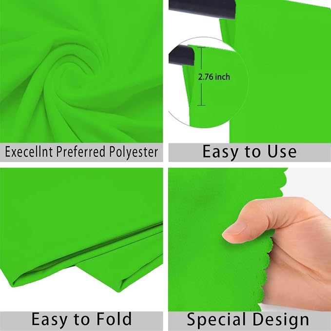 Green Screen Photo Backdrop for Photoshoot Green Background for Photography Photo Backdrop Curtain for Party 6x9 FT