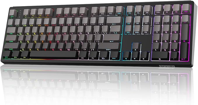 MechLands EPOMAKER TH108 Full Size Mechanical Keyboard, Wireless Gaming Keyboard, 8000mAh Battery, Creamy Gasket, 108 Keys, Hot Swap, Custom Driver, RGB Backlights (Black, Sea Salt Silent Switch)