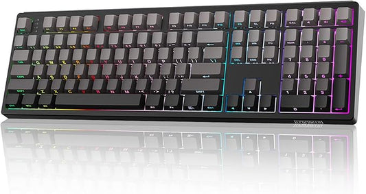 MechLands EPOMAKER TH108 Full Size Mechanical Keyboard, Wireless Gaming Keyboard, 8000mAh Battery, Creamy Gasket, 108 Keys, Hot Swap, Custom Driver, RGB Backlights (Black, Sea Salt Silent Switch)