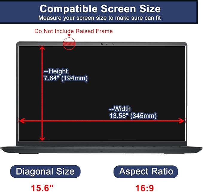 MUBUY-GOL Magnetic Privacy Screen Protector for 15.6 Inch 16:9 Aspect Ratio Screen Anti-Spy, Anti-Glare, Anti-Blue Light Protection, Enhanced Screen Clarity & Scratch Guard
