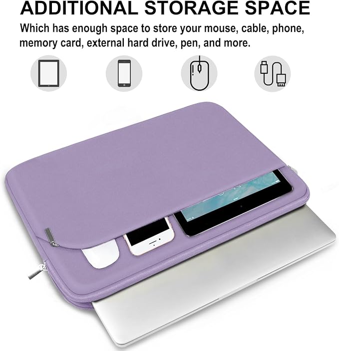 Laptop Sleeve 14 inch, Slim Portable Monitor Protective Cover with Front Pocket, Traveling Carrying Laptop Case Compatible for MacBook Air/Pro, HP, Dell, Lenovo, Acer, Lavender