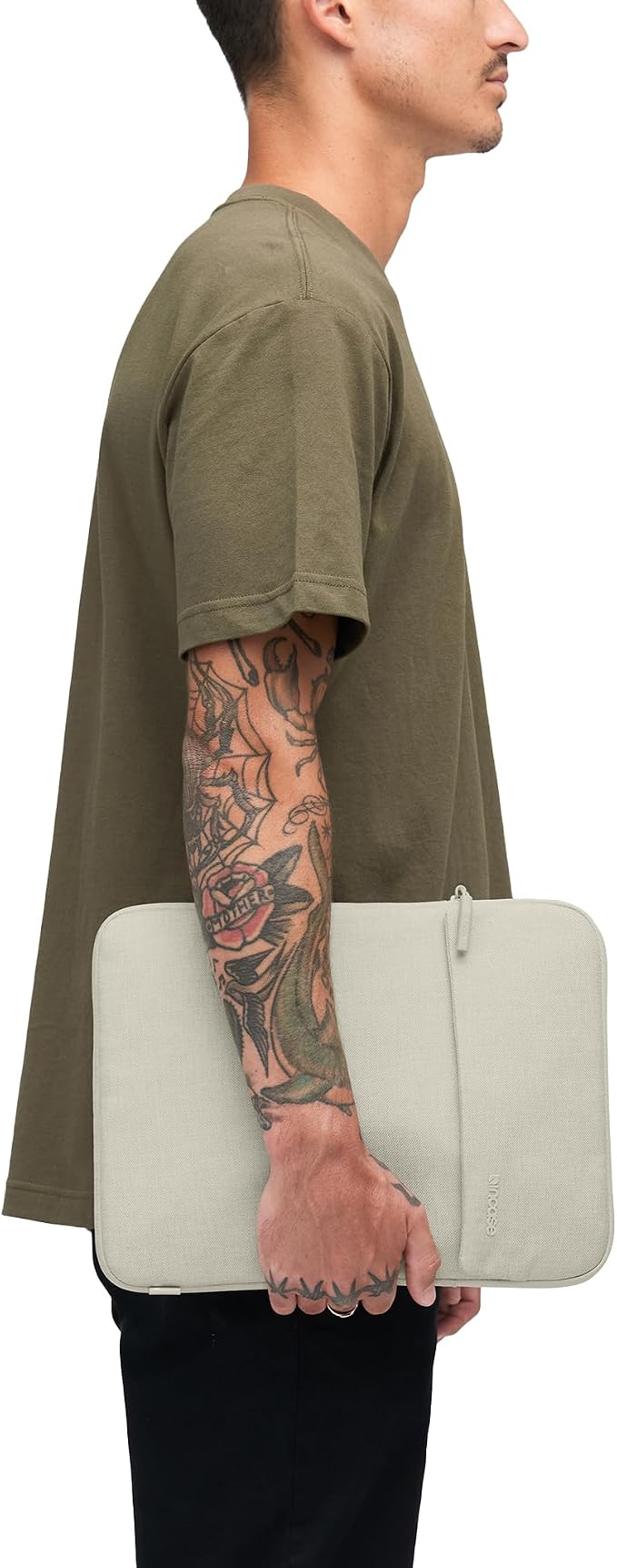 Incase Crosstown Sleeve with Woolenex - 13 Inch and 14 Inch Laptop and MacBook Sleeve – Vertical Orientation, Cushioned Protection, Durable Construction, External Slip Pocket - Limestone