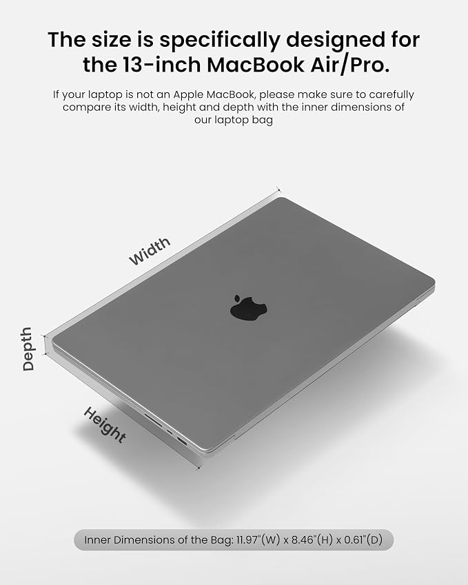 tomtoc 360 Protective Laptop Carrying Case for 13-inch New MacBook Air M5/A3449(2026), M4/A3240, M3/A3113, M2/A2681 M1/A2337, 13“ MacBook Neo/Pro, iPad Pro M5 & iPad Air M4, Water-Resistant Laptop Bag