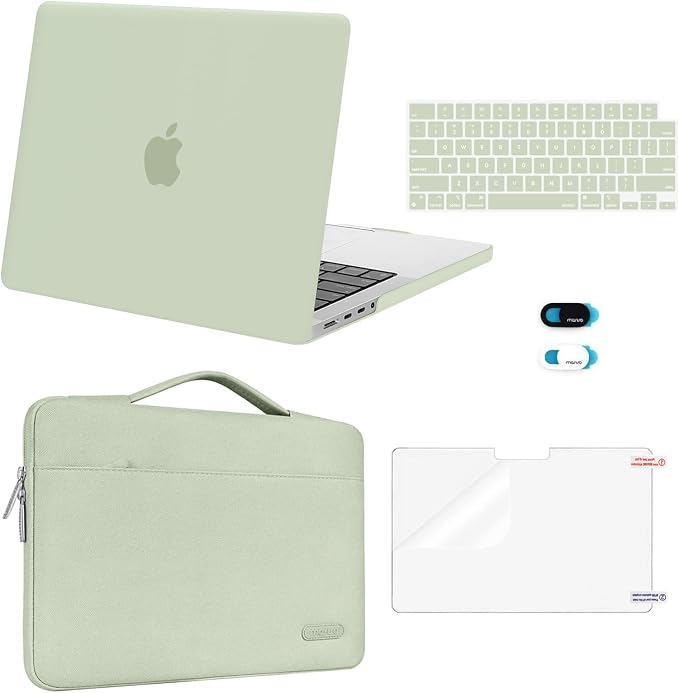 MOSISO Compatible with MacBook Pro 14 inch Case M5 2026 M4 M3 M2 M1 2025-2021 A3427 A3426 A3434 A3112 A3185 A3401 A2918 A2992 A2779 A2442, Case&Bag&Keyboard Skin&Webcam Cover&ScreenFilm, Sage Green