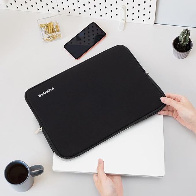 RAINYEAR 16 Inch Laptop Sleeve Case Compatible with 16 Inch MacBook M1 M2 M3 M4 M5 Pro/Max 2026, Protective Soft Padded Lightweight Laptop Carrying Bag Cover, Black