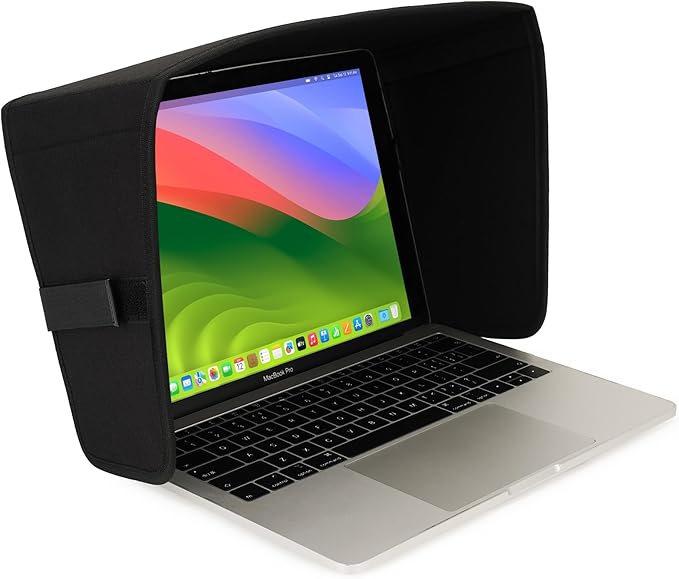 Laptop Sun Shade for Outdoor Work, Light Weight Computer Privacy Hood & Glare Shield, Foldable Shield Cover, L(Most 15-16" Laptop)