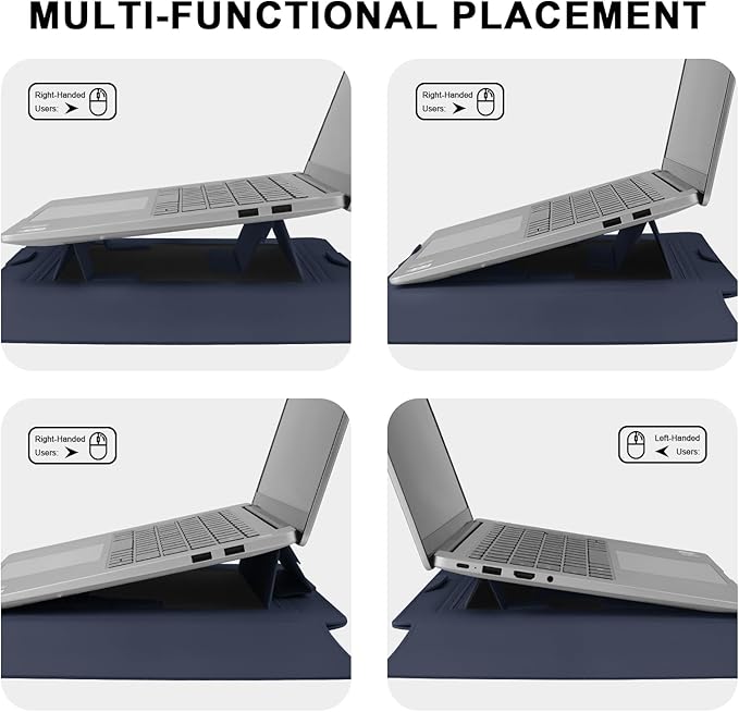 HoYiXi 15.6" Laptop Sleeve Case PU Leather with Stand Compatible with MacBook Pro 16/15.4'' MacBook Pro 15, Mac Air 15/ Dell, Matebook,Asus,15-16'' Laptop Bag,(Patent Pending),Blue