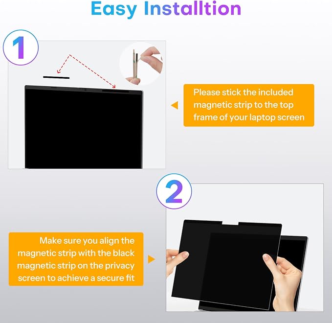 OMOTON Magnetic Laptop Privacy Screen 14 Inch 16:10, Anti-Spy Filter, Matte Anti Glare Blue Light Protector, Easy Install & Remove