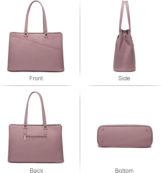 LOVEVOOK Laptop Tote Bag for Women 15.6 Inch Waterproof Leather Computer Bags Women Business Office Work Bag Briefcase Light Purple