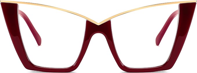 FEISEDY Fashion Cat Eye Blue Light Blocking Glasses for Women Fake Retro Eyeglasses Oversized Stylish Eyewear Frame B0240