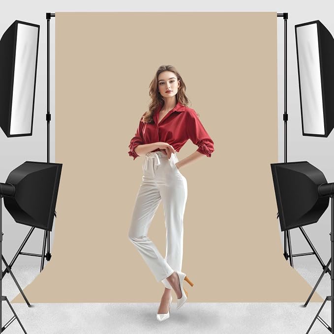 Photo Backdrop Beige Fabric Professional Photography Solution 5x7ft Seamless Design Eliminate Wrinkles Baby Shower Pregnant Women Shooting Scene Background