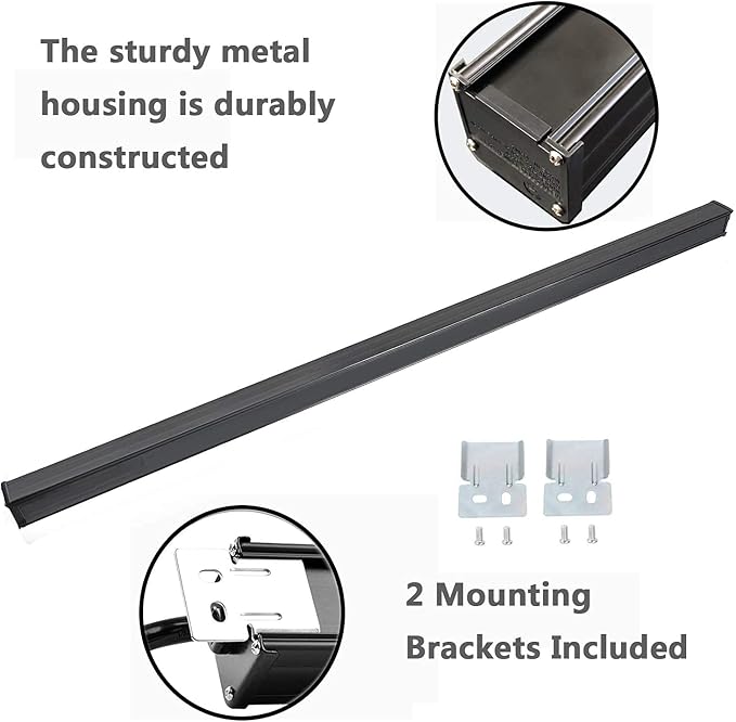 Oviitech 16 Outlets Heavy Duty Metal Socket Power Strip,15-Foot Long Extension Cord with Circuit Breaker. Mounting Brackets Included, Workshop/Industrial use, ETL Certified, Black