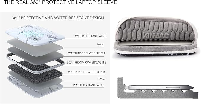 Kinmac 360° Protective Water Resistant Laptop Sleeve case Bag with Handle for MacBook Pro 14 inch,13.5 inch-13.9 inch and 14 inch Laptop(White Rose)