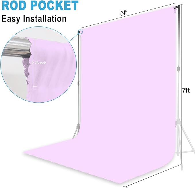 Light Purple Backdrop for Photoshoot Professional Photo Backdrop Background Curtain for Product Photography Portraits Wedding Party Live Streaming Video Recording 5X7 FT