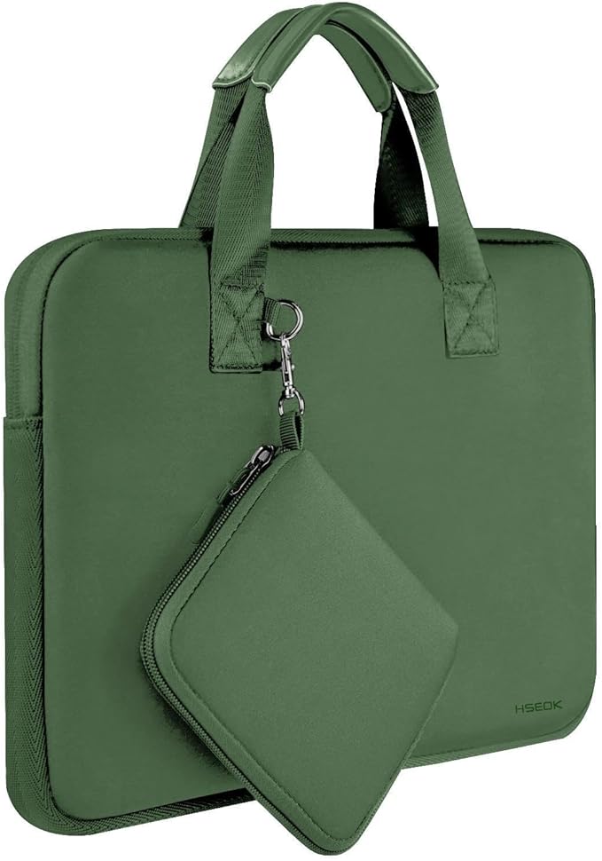 Hseok Laptop Sleeve 14 inch Case with Small Case, Compatible with MacBook Neo 14, MacBook Pro 14 M5/M4/M3/M2/M1, XPS 14 and Most 14 inch Notebooks, Neoprene Computer Handbag,Olive green