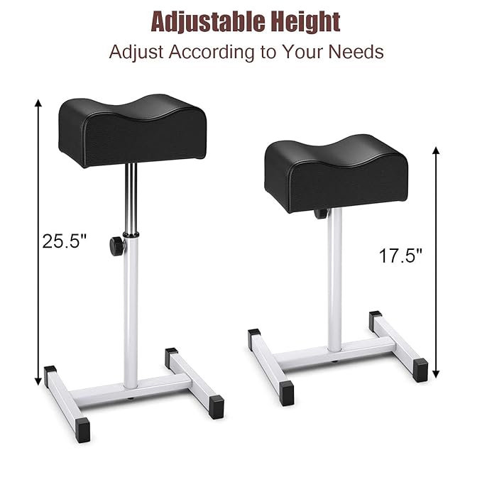 CHAOEEMY Pedicure Foot Rest,Adjustable Height Pedicure Stool,Pedicure Stand for Home Salon,Tattoo,Nail Tech(Black)