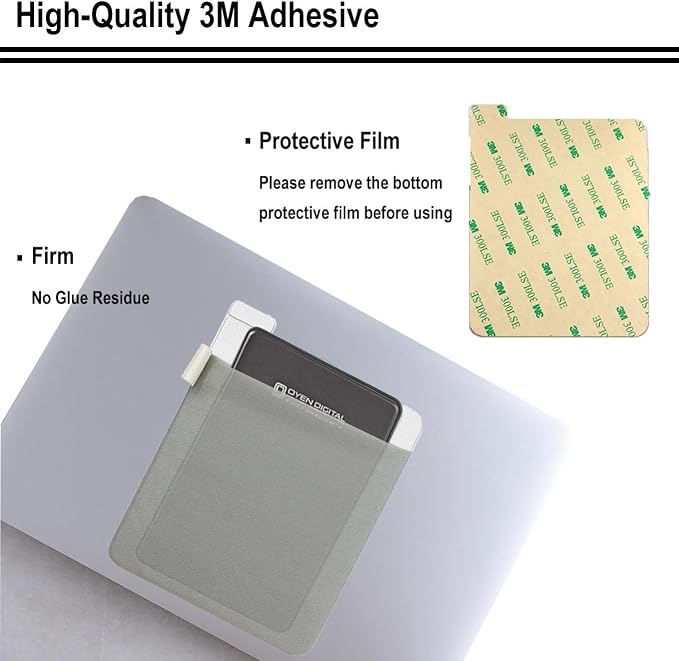 Portable External Hard Drive Carrying Case Sleeve Storage for Laptop, Reusable Adhesive Stick On Holder for Computer Accessories Wireless Mouse/Earphones/USB Cable,Travel Pocket Pouch