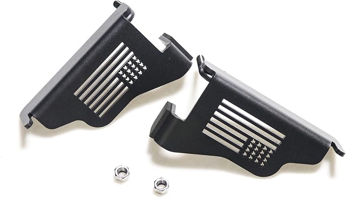 sukemichi Black Steel Front Foot Pegs Doors Off For 1997-2006 Jeep TJ Wrangler Exterior Door Hinge Foot Pegs Foot Rest Pedals - 1 Pair, USA FLAG