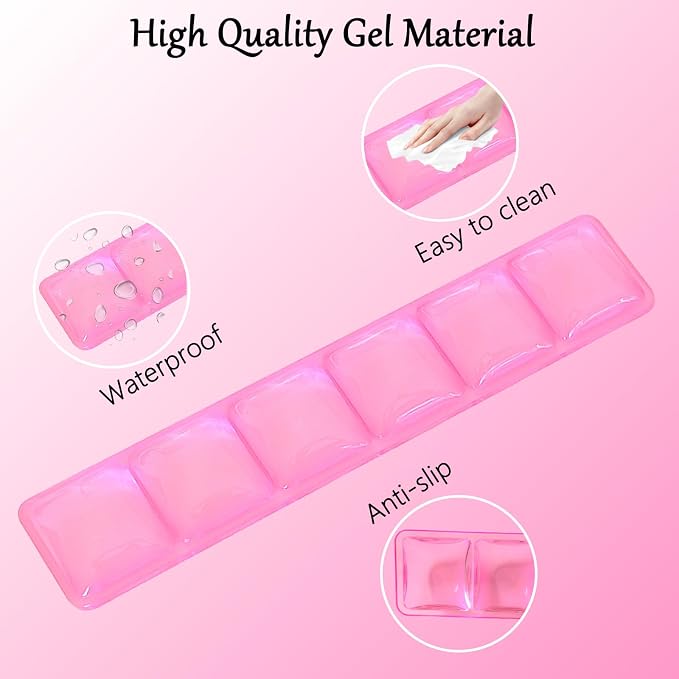 Gel Wrist Rest for Keyboard and Mouse Square Pink Plaid Clear Keyboard Wrist Rest Transparent Ergonomic Cute Checkered Mouse Wrist Pad Silicone Non-Slip Support for Computer Laptop Gaming Home Office