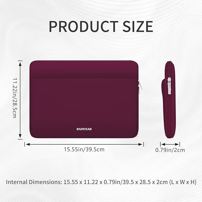 RAINYEAR Laptop Sleeve Case 15.6 Inch, Protective Portable Case with Front Pocket, Briefcase Handbag Computer Carrying Bag Laptop Bag Compatible for HP, Dell, Asus, Lenovo, Notebook, Red