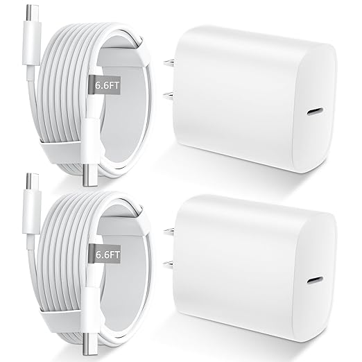Phone 17 16 15 Charger Fast Charging Type C Chargers USB C Fast Charger Block & Phones 17 Charger Cord 6.6FT Long USB C Charging Cable for i.Phone 17/17 Pro/17 Pro Max/Air/Phone 16 15 Pro Max,White
