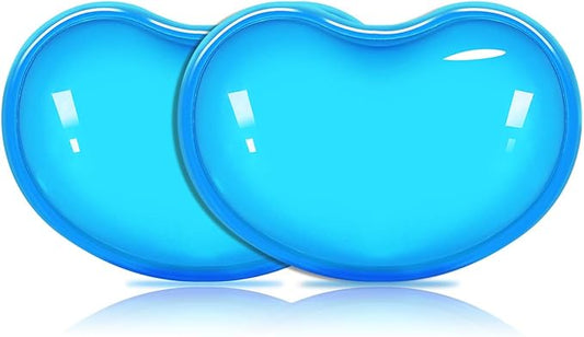 JIKIOU Silicone Gel Wrist Rest Cushion Heart-Shaped Translucence Ergonomic Mouse Pad Cool Hand Pillow Effectively Reduce Wrist Fatigue Pain, Blue 2 Pack
