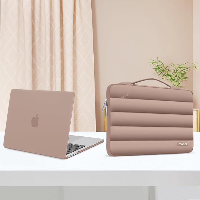 MOSISO Compatible with MacBook Air 13 inch Case M5 2026 M4 2025 M3 M2 2024-2022 A3449 A3240 A3113 A2681, Hard Case&Puffy Bag&Keyboard Cover&Webcam Cover&ScreenFilm for MacBook Air 13.6, Bronze Brown