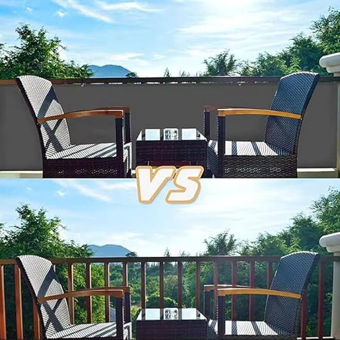 4x10Ft Balcony Privacy Screen, Apartment Railing Cover for Sunshade Wind & UV Protection, Outdoor Privacy Fence Screen for Patio, Terrace, Porch & Poolside Protection (Dark Grey)