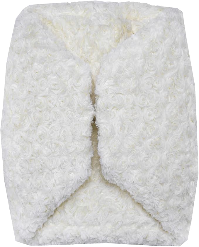Poofieotto Unstuffed Pouf Ottoman Cover Handmade Footstool Ottoman Storage Solution Floor Pouf Footrest Cushion 20x12 Inches for Living Room Wedding Ivory