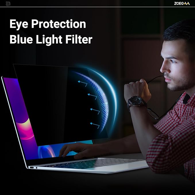 ZOEGAA Laptop Privacy Screen 17 inch 5:4, 17 inch Removable Anti Blue Light Glare Eye Protection Shield, Black Blackout Anti Spy Desktop Security Private Filter