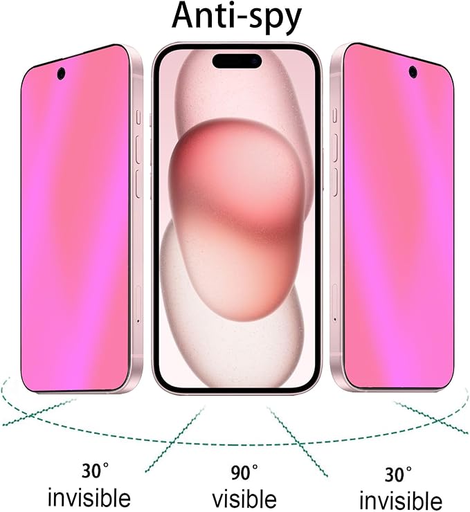 2 Pack Anti-Blue Privacy Tempered Glass for iPhone 15 / iPhone 16 Mirror Anti-Spy Screen Protector Anti-Peeping Film Electroplated Gradient Colorful 6.1 inch