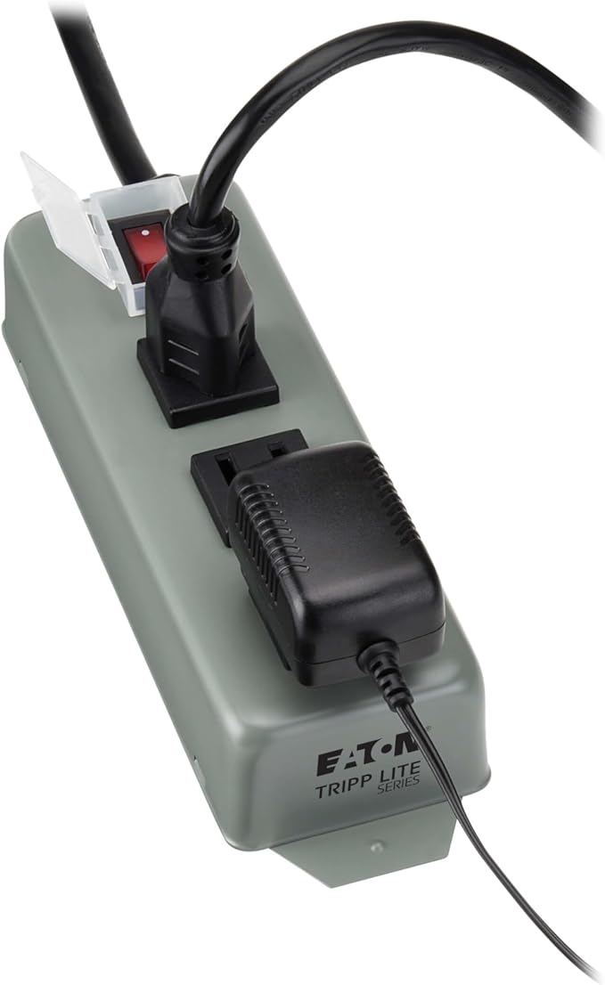 Eaton Tripp Lite Series 3-Outlet Heavy Duty Power Strip, Metal, Mountable (Wall Mount & Under Desk), 6ft Extension Cord, On/Off Switch Cover, Industrial Garage Shop Work Bench Applications (3SP)