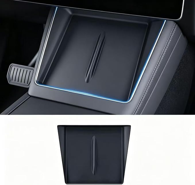 Center Console Wireless Charging Silicone Mat for Tesla Model 3 (Highland 2024-2026) & for 2025-2026 Tesla Model Y Juniper, Ultra-Thin Phone Non-Slip Pad, Tesla Interior Cover Accessories - Black
