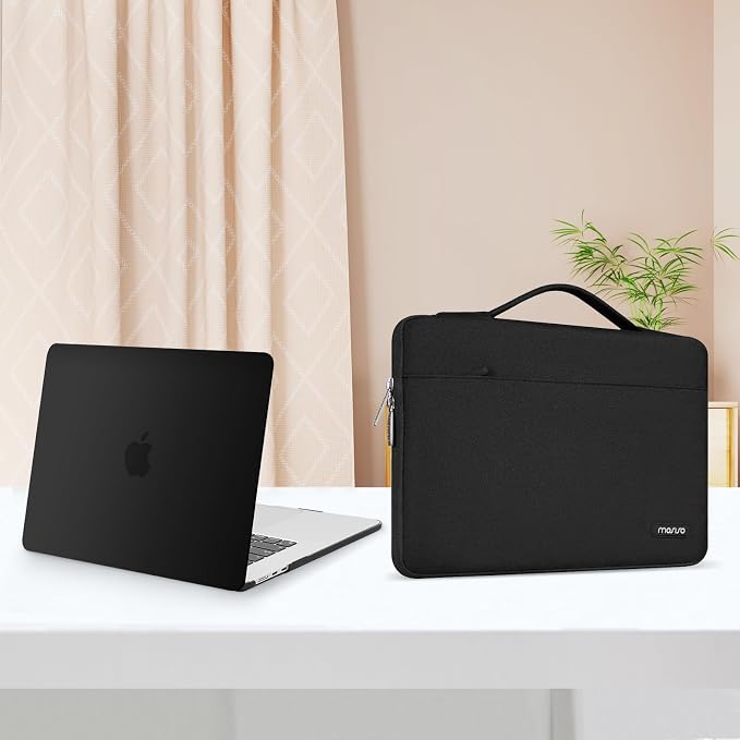 MOSISO Compatible with MacBook Air 15 inch Case M5 2026 M4 2025 M3 M2 2024 2023 A3448 A3241 A3114 A2941,Protective Hard Shell&Carrying Sleeve Bag&Keyboard Cover&Webcam Cover&ScreenFilm, Black