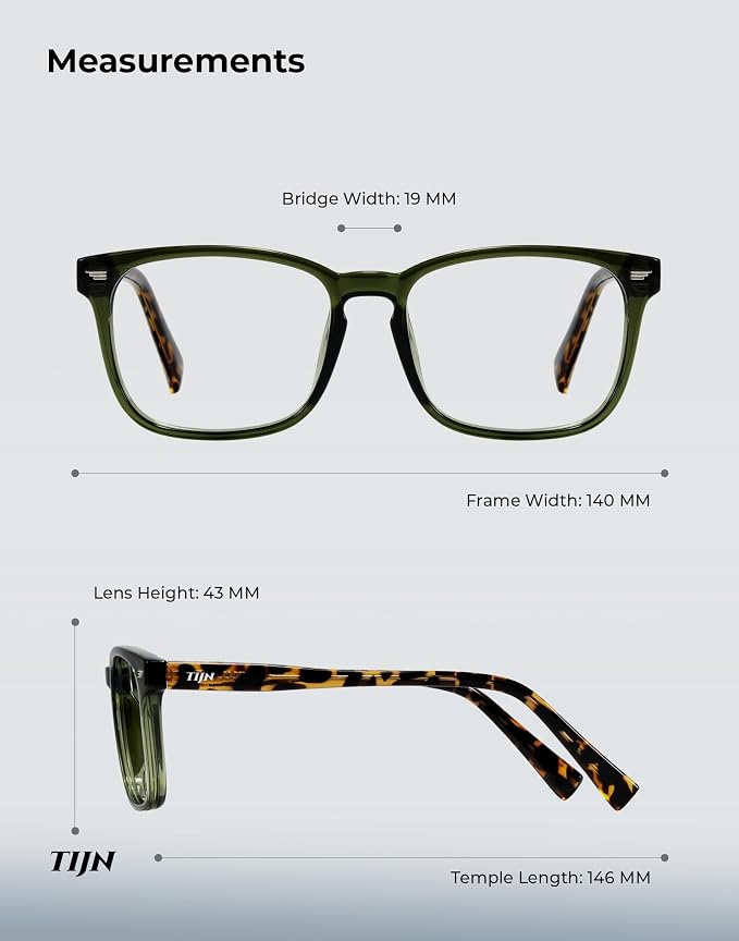 TIJN Premuim Blue Light Blocking Glasses for Women Men Square Frame Nerd Eyeglasses Anti Blue Ray Computer Screen Glasses