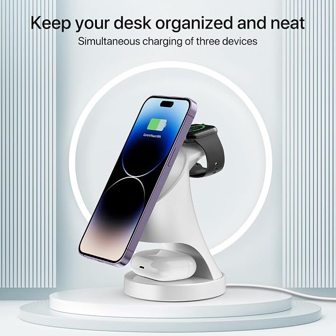 3 in 1 Wireless Charging Station for Apple Devices,Magsafe Charger for IPhone17 16 15 14 13 12 Pro/Max/Plus/Mini Wireless Charger Station for AirPods 2/3/4Pro iWatch Ultra11/10/9/8/7/SE/6/5/4/3/2