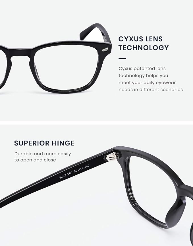 Cyxus Blue Light Glasses Men Women Reduce Eye Strain UV Blocking for Office Work Computer Screen 8082