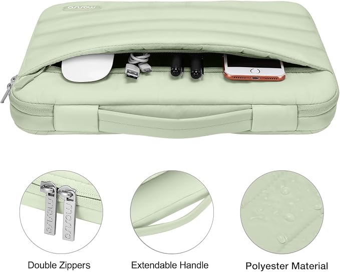 MOSISO Compatible with MacBook Air 13 inch Case M5 2026 M4 2025 M3 M2 2024-2022 A3449 A3240 A3113 A2681, Hard Case&Puffy Bag&Keyboard Cover&Webcam Cover&ScreenFilm for MacBook Air 13.6, Sage Green