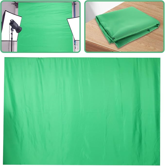 Mipcase Seamless Green Backdrop for Photography and Video Streaming, 3x2ft Wrinkle-Resistant Fabric Cloth, Background Sheet for Live Streaming and Photoshoot Studios