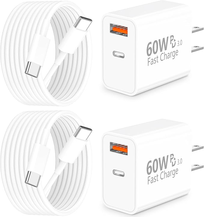 [Apple MFi Certified] iPhone 17 Charger Fast Charging, Linocell 4Pack 60W Dual Port USB C Charger Dynamic Power Adapter PD&QC Type C Wall Chargers + 6FT Type C Cord for iPhone 17/17 Pro/16 Pro/15/iPad