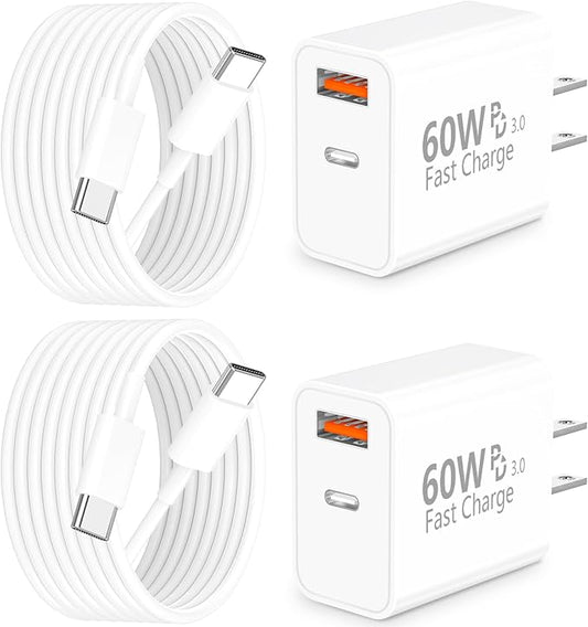 [Apple MFi Certified] iPhone 17 Charger Fast Charging, Linocell 4Pack 60W Dual Port USB C Charger Dynamic Power Adapter PD&QC Type C Wall Chargers + 6FT Type C Cord for iPhone 17/17 Pro/16 Pro/15/iPad