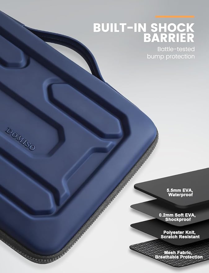 DOMISO 13.3 inch Laptop Sleeve with Handle Shockproof Computer Bag Waterproof EVA Protective Carrying Case for 13-13.3 inch Notebooks/13 MacBook Air/MacBook Pro Retina/Dell XPS 13/HP,Dark Blue